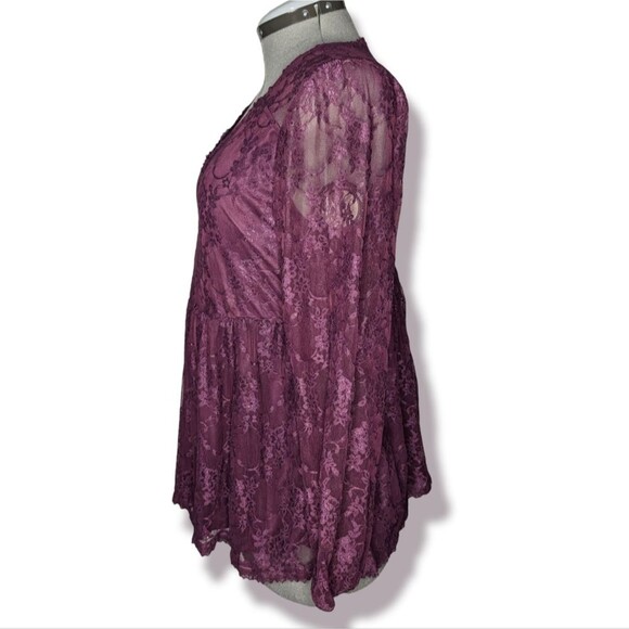 NWT Women's Torrid Purple Babydoll Lace V-Neck Top, Size 1 / 1X - Picture 4 of 7